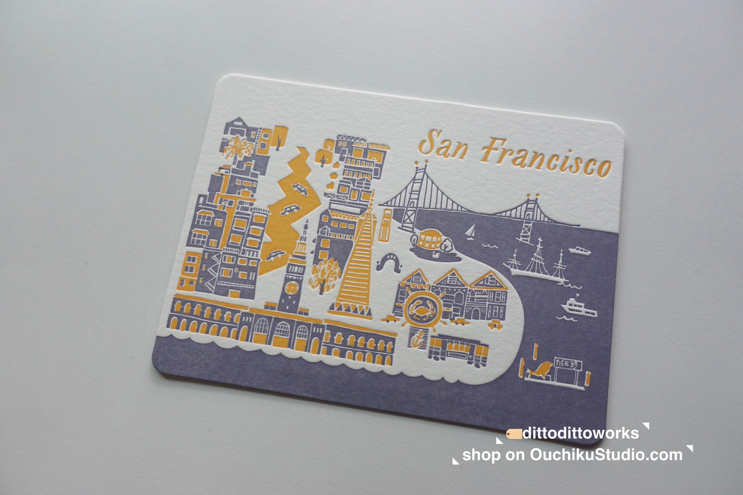 San Francisco- Letterpress Travel Postcard - Ditto Ditto