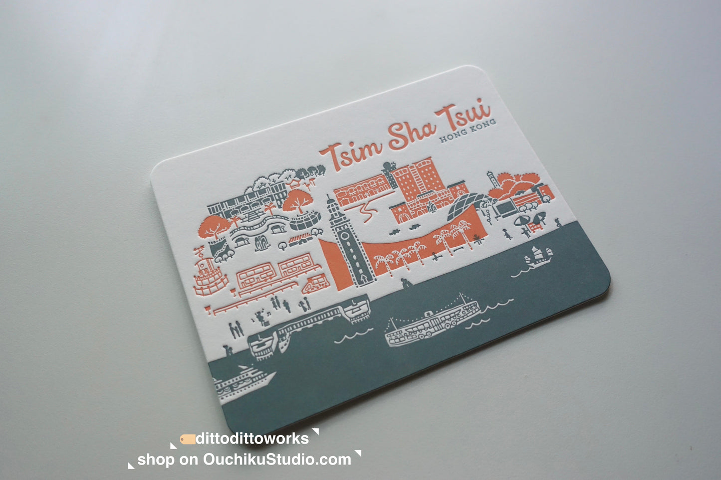 Tsim Sha Tsui - Letterpress Travel Postcard - Ditto Ditto
