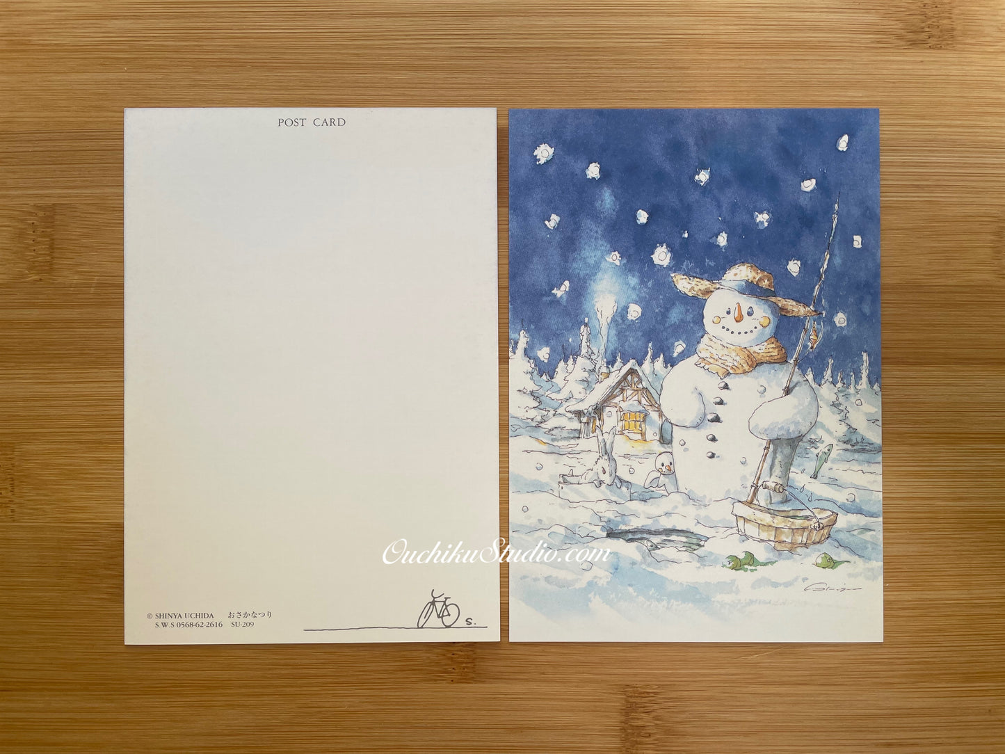 おさかなつり Snowman- Merry Christmas- Shinya Uchida Postcard