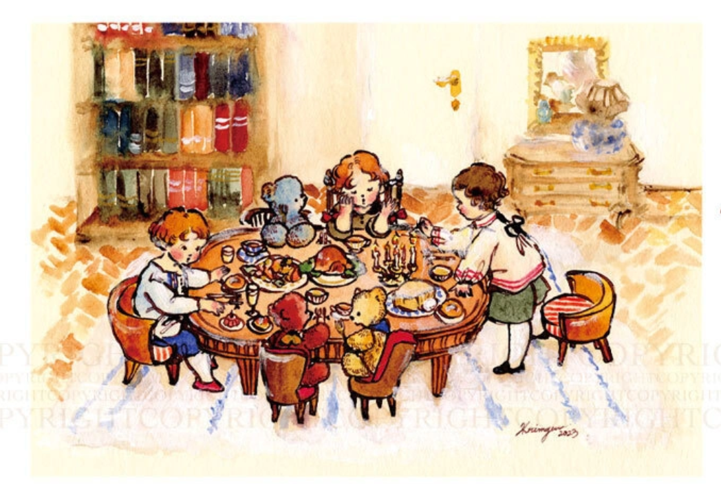 Three Kids Celebrating - Krimgen postcard