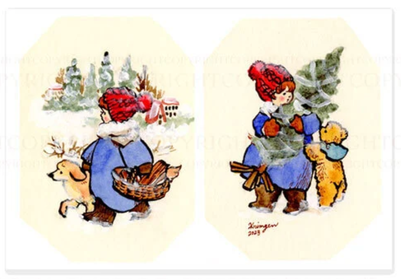 Child wearing blue coat - Krimgen postcard