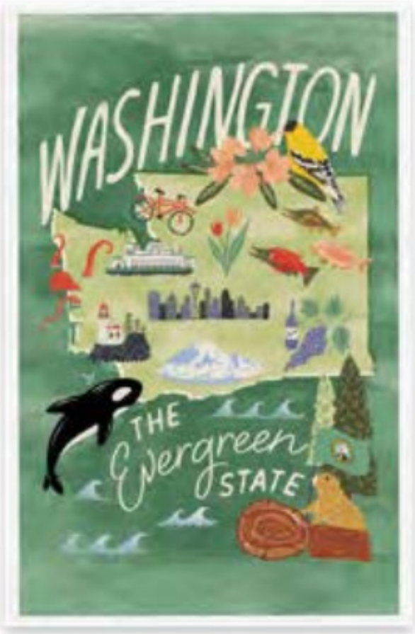 Washington - Celebrate the Place - Lantern Press Postcard