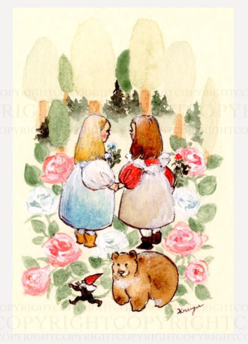 Snow White and Red rose- Krimgen postcard