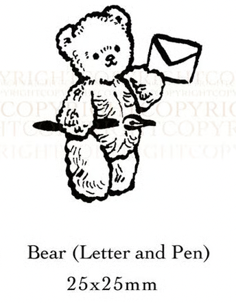Bear (Letter and Pen) 手紙とペンを持つくま ハンコ - Krimgen Rubber Stamp