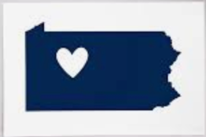 Pennsylvania - State Outline & Heart Centered - Lantern Press Postcard