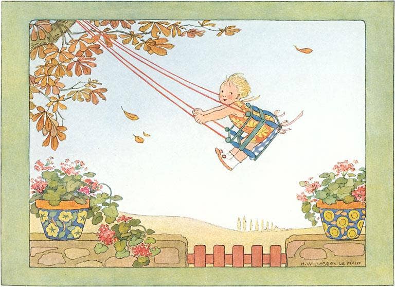 Child on Swing - Found Image postcard