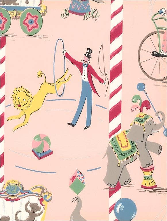 Children's Circus Wallpaper - Found Image postcard
