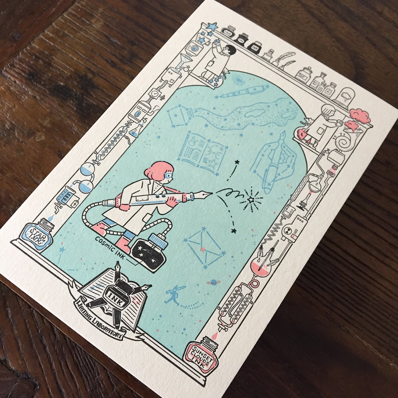 不思議なインク研究所 - Kyupodo Letterpress postcard