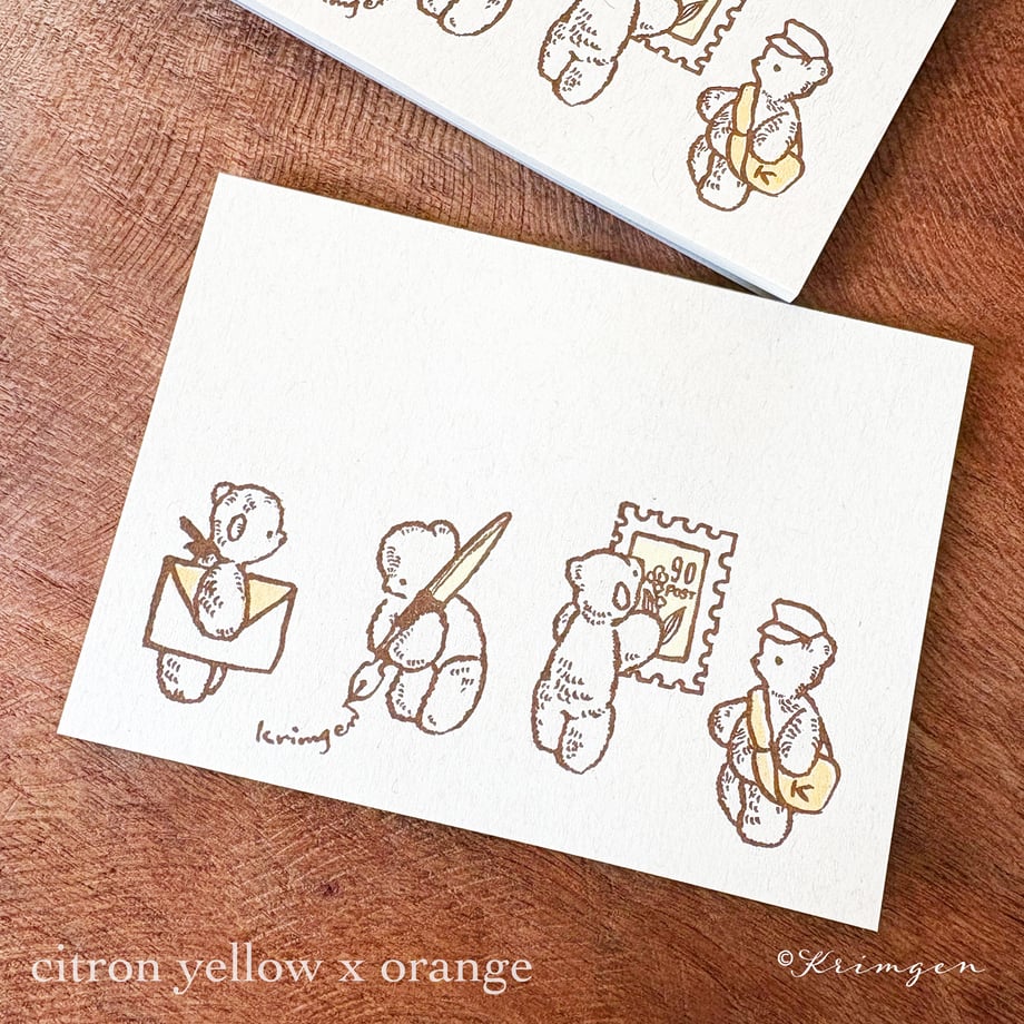 Letter Bears memo pad (Citron Yellow x Orange) - Krimgen Memo Pad