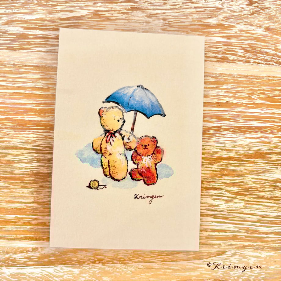 Umbrella and Bears - Krimgen postcard