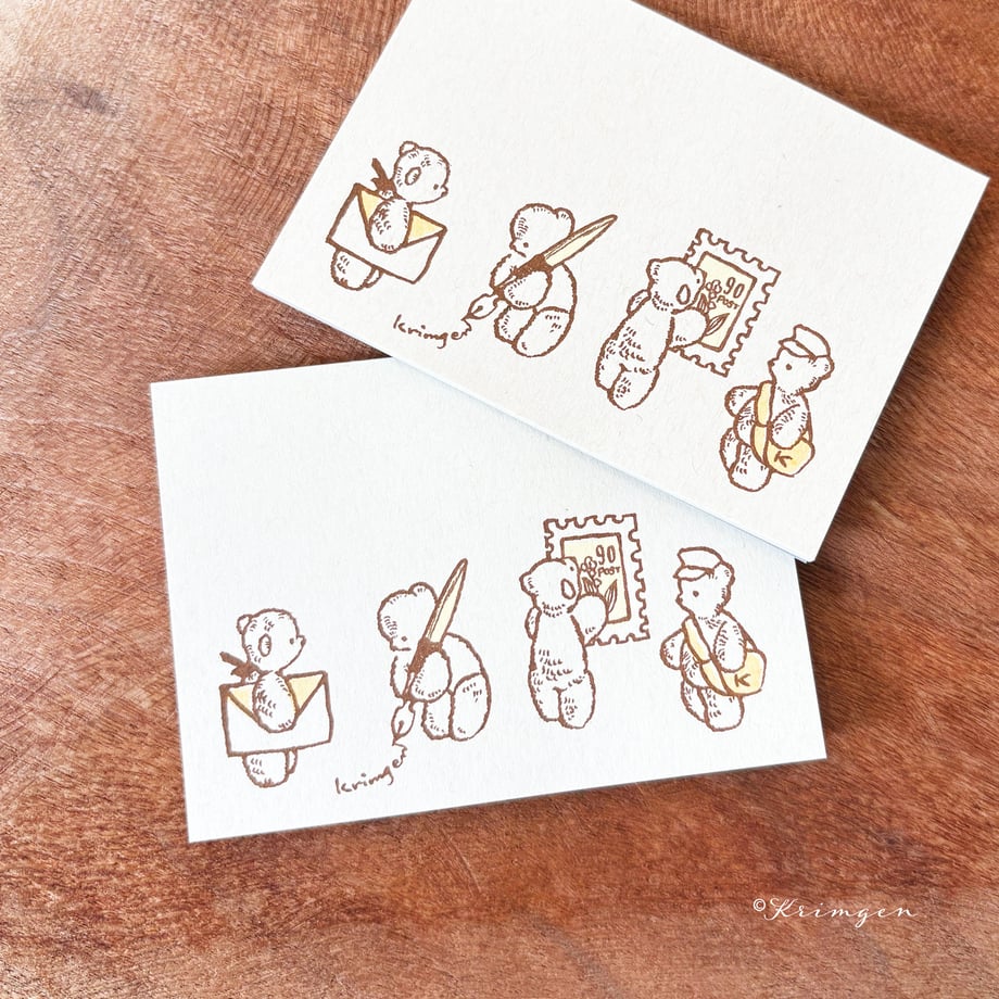 Letter Bears memo pad (Citron Yellow x Orange) - Krimgen Memo Pad