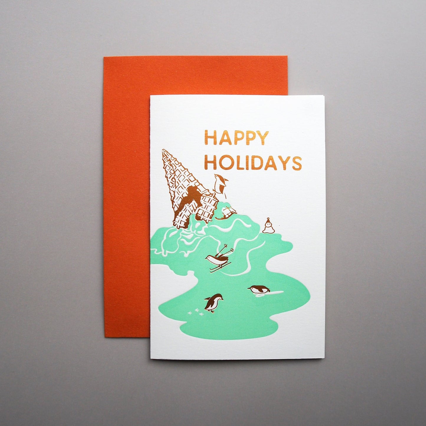 penguin in the ice-cream land - letterpress christmas card - Ditto Ditto