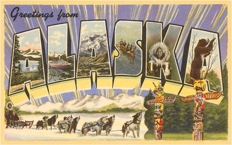 Greetings from Alaska - Vintage Image, Postcard