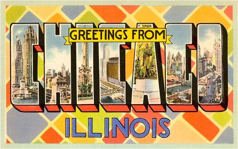 Greetings from Chicago, Illinois - Vintage Image, Postcard