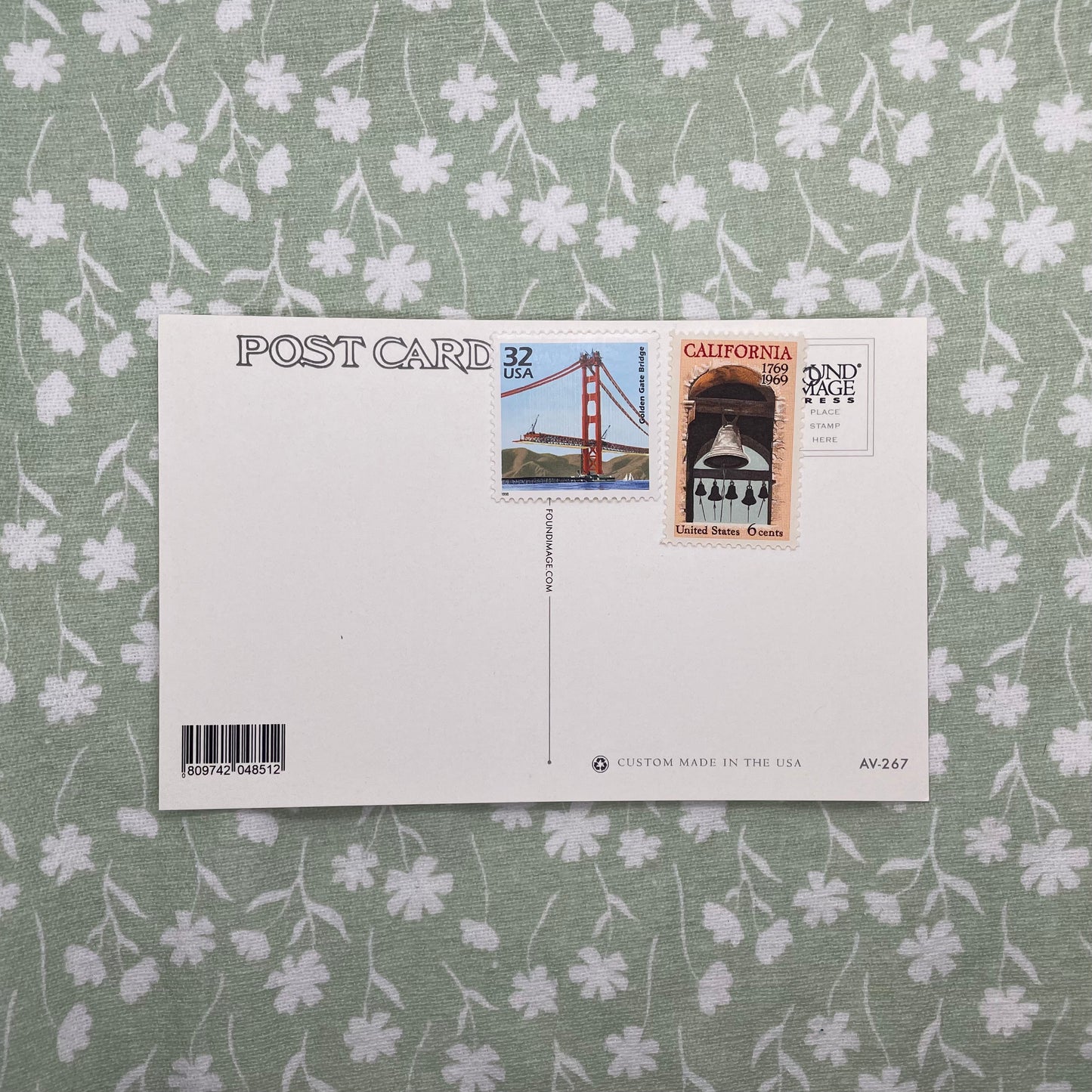 Airplane View of Golden Gate Bridge - Vintage Image - Found Image postcard