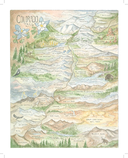 Colorado Trail Map - Hiker Booty Postcard