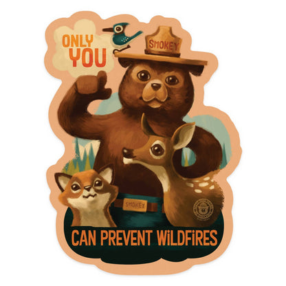 Sticker Smokey Bear, Only You, Oil Painting - vinyl sticker - Lantern Press