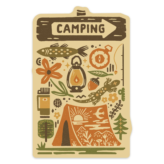 Boho Colorblock, Camping, Beacon - vinyl sticker - Lantern Press