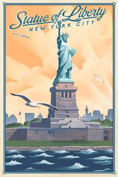 New York, New York - Statue of Liberty - Litho - Lantern Press Postcard