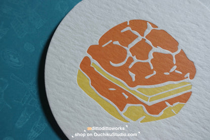 Pineapple Bun - Letterpress Food Notecard - Ditto Ditto