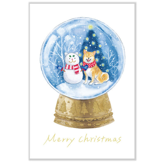 Shiba Inu and Snow Globe- Natsuka Murata Postcard