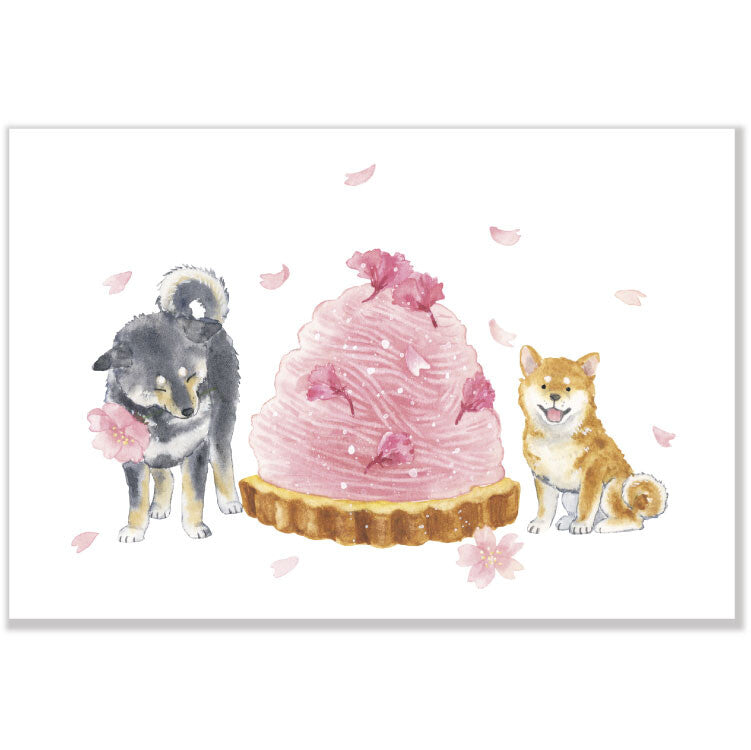 Shiba Inu and Sakura Mont Blanc - Natsuka Murata Postcard