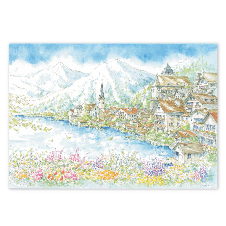 Spring Pattern - Blossom in Hallstatt - Shinya Uchida Postcard