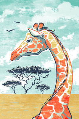 Graphic Pastel - Giraffe - Lantern Press Postcard