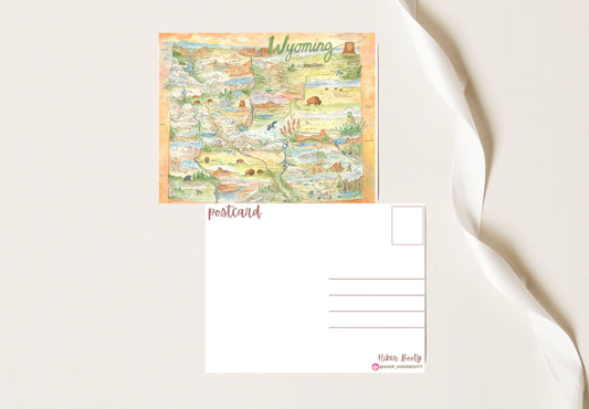 Wyoming State Map - Hiker Booty Postcard