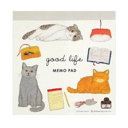 Good life, Cat and Book - 米津祐介 Square Memo Pad