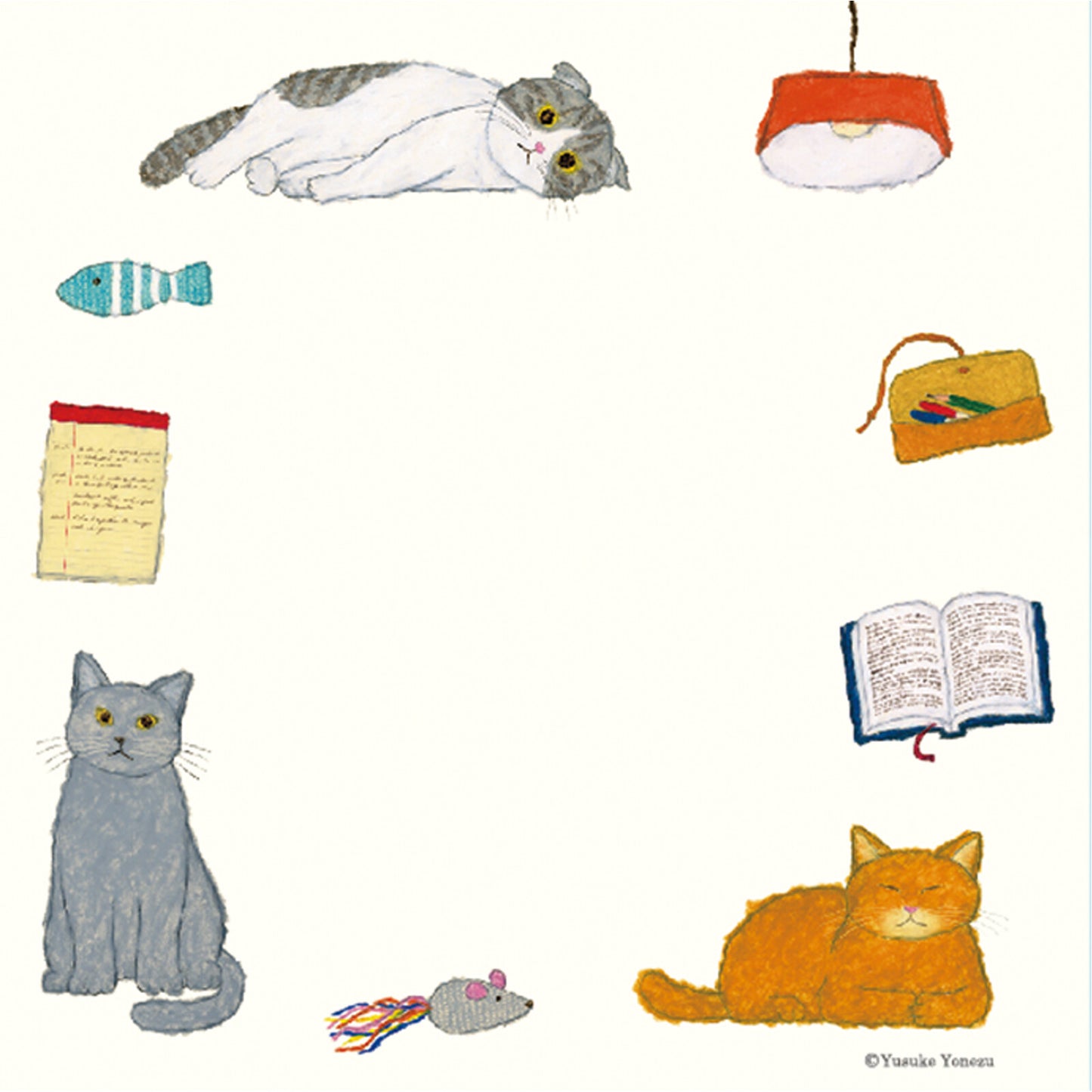 Good life, Cat and Book - 米津祐介 Square Memo Pad