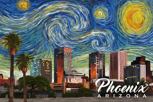 Phoenix, Arizona - Starry Night Series - Lantern Press Postcard