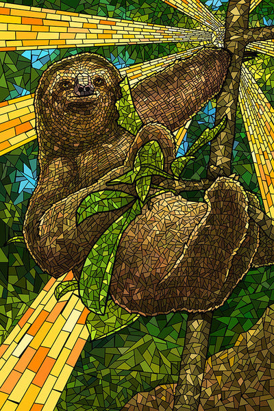 Sloth - Mosaic - Lantern Press Postcard