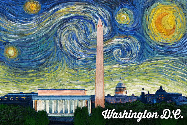 Washington DC - Starry Night Series - Lantern Press Postcard