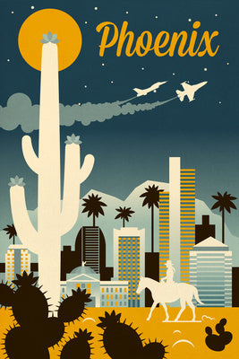 Phoenix, Arizona - Retro Skyline Series - Lantern Press Postcard