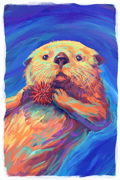 Sea Otter - Vivid - Lantern Press Postcard