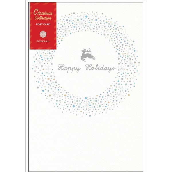 round reindeer - RUKKAKU Gold Foil Postcard