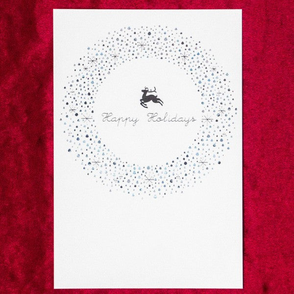 round reindeer - RUKKAKU Gold Foil Postcard