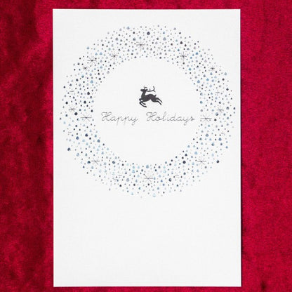round reindeer - RUKKAKU Gold Foil Postcard