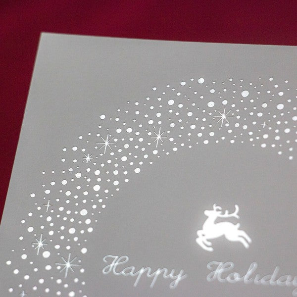 round reindeer - RUKKAKU Gold Foil Postcard