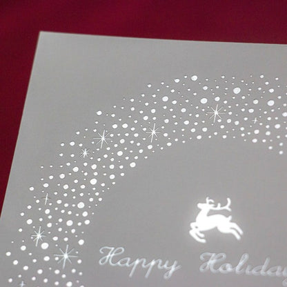 round reindeer - RUKKAKU Gold Foil Postcard