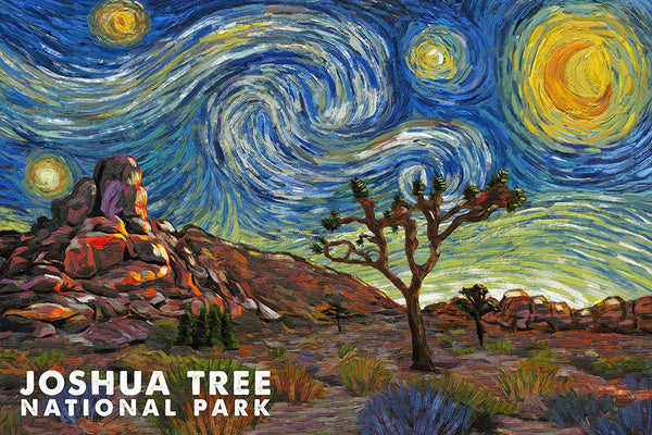 Joshua Tree National Park - Starry Night National Park Series - Lantern Press Postcard