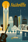 Nashville, Tennessee - Retro Skyline Classic Series - Lantern Press Postcard