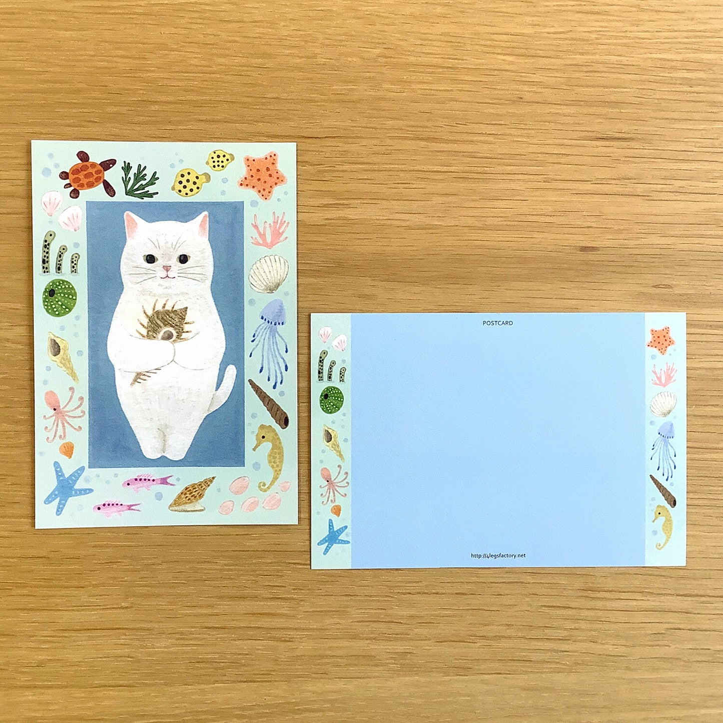 White Cat - Cat in a picture book series- 4Legs postcards