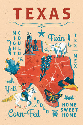 Texas - State Medley - State Series - Lantern Press Postcard