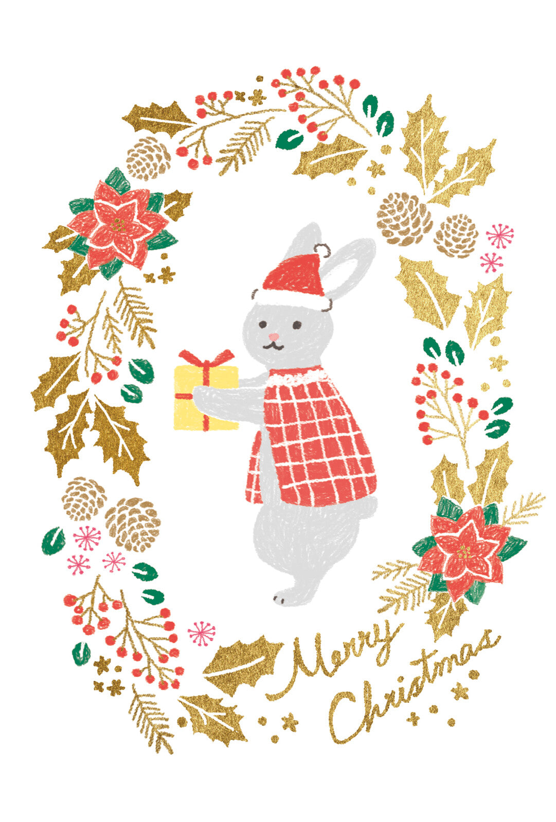 Rabbit Santa - Furukawashiko foil-stamped postcard