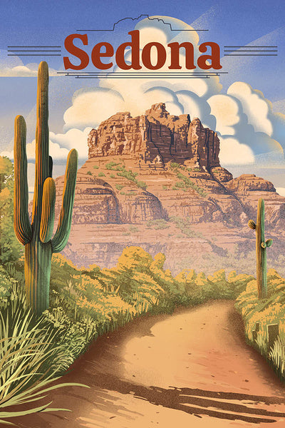 Sedona, Arizona - Bell Rock Lithograph - Lantern Press Postcard