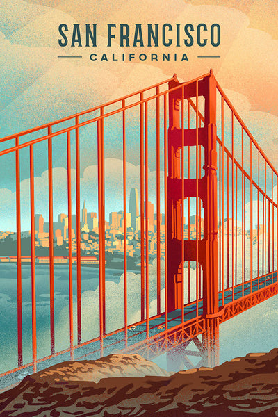 San Francisco, California - Lithograph - City Series - Lantern Press Postcard