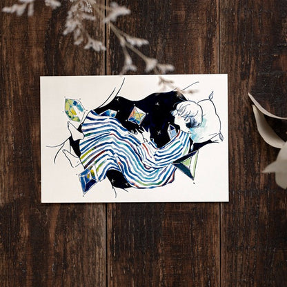 Sleepless Night - Cozya Products - foil-stamped postcard