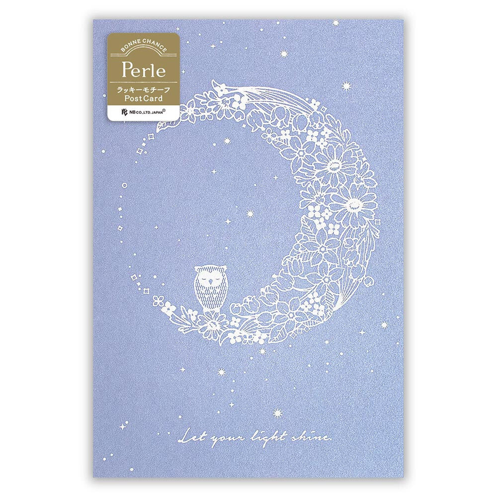 The Moon and the Owl - pearlescent postcard - NB.co